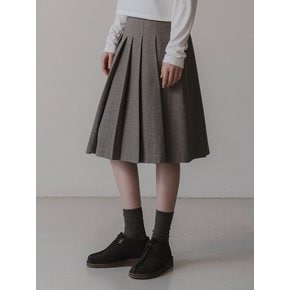 Nut wool pleats skirt (brown)