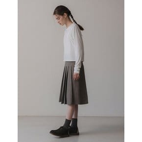 Nut wool pleats skirt (brown)