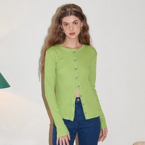 Button Point Cardigan Green