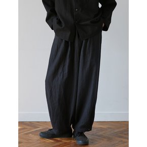 unisex linen button balloon pants black