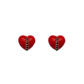 [SILVER 925]VIVI Plump Heart Earrings_RED