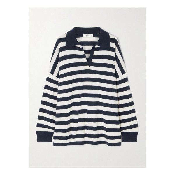 아치4 빅토리아 오버사이즈 스트라이프 캐시미어 폴로 스웨터 네이비 1647597357819593
