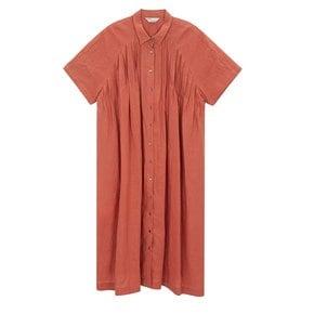 pleats linen dress(brick)