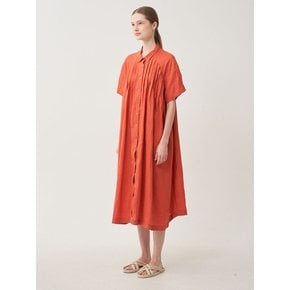 pleats linen dress(brick)