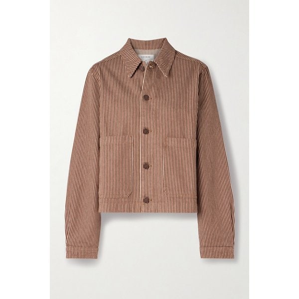 라 리뉴 브라운 스트라이프 크롭 데님 재킷 46376663162975913