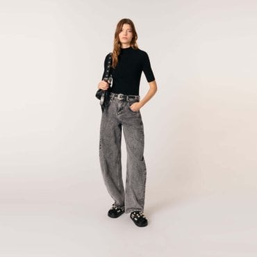 마쥬 [시즌오프 30%] 하이넥 리브드 니트탑