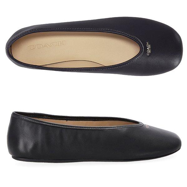 [부산점] 로고 CCH74 BLK 코치 휴스턴 발레 플랫 여성 단화 구두