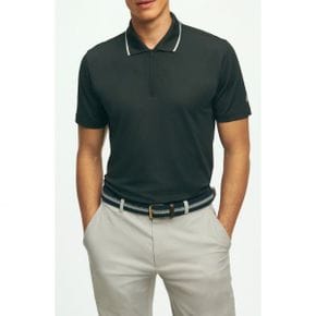 4284402 Brooks Brothers Tipped Pique Performance Zip Golf Polo