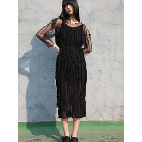 Ariana Natural Pleats Chiffon Dress_Black