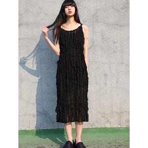 Ariana Natural Pleats Chiffon Dress_Black