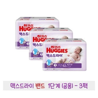  하기스 맥스드라이 밴드 1단계 (공용) 62매 3팩