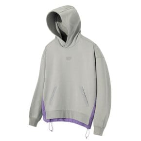 Side Woven Mix Hoodie  Grey  _P348909464