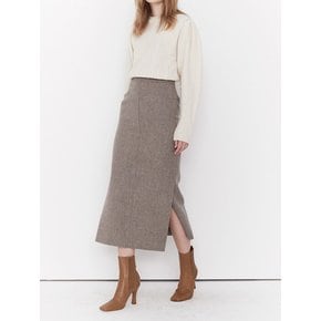 H-LINE SLIT SKIRT (greige)