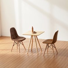 세레나 사각 젤리빈가죽 2인 테이블 (테이블+의자2)