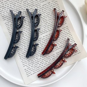 2단 집게핀 리본 올림머리 헤어 고정 반묶음 포인트 볼륨 더블 머리 반머리 헤어핀 핀