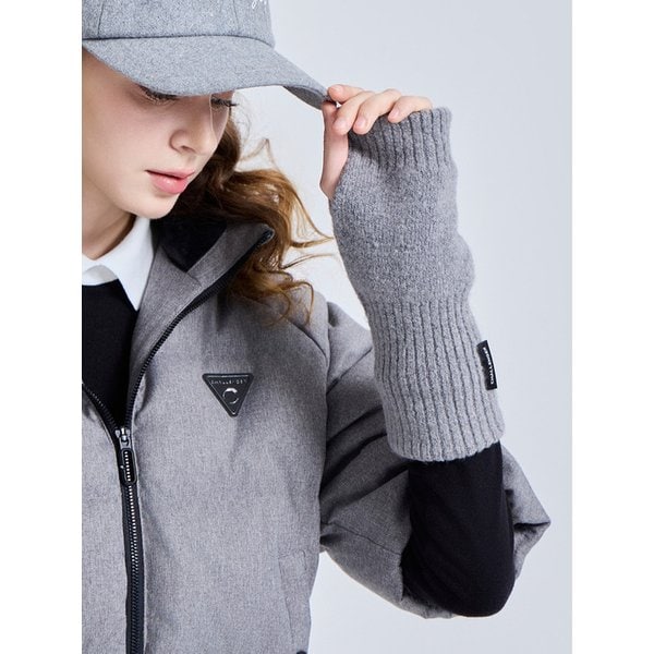 여성 소프트 헤어리 핑거홀 핸드워머 멜란지그레이