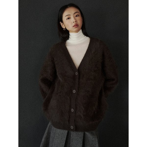 라쿤 브이넥 하프 가디건 - KHAKI