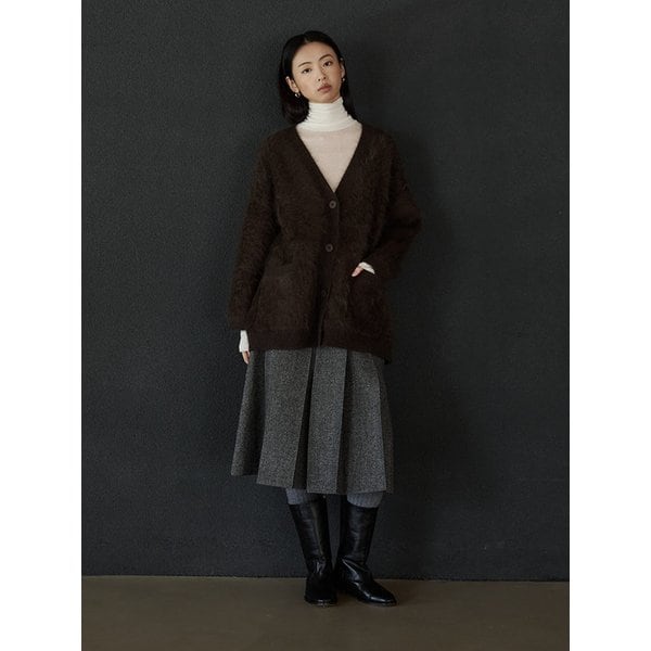 라쿤 브이넥 하프 가디건 - KHAKI