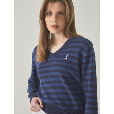 후아유 Steve Stripe V-neck Sweater(F)  WHKAF2354F