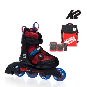 K2스케이트 [추가다쿠+][K2] 레이더보아 레드블루 아동인라인 5단계 사이즈조절 가방+보호대[세미]