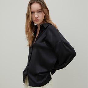 Oversized Silk Shirt Black