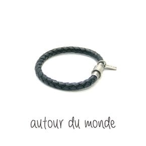 classic leather men bracelet (black)