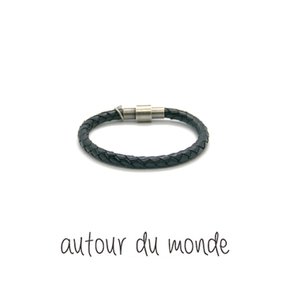 classic leather men bracelet (black)