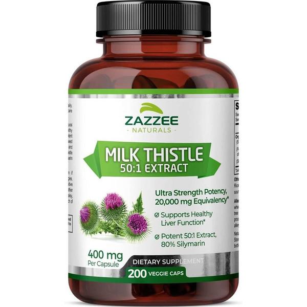 [해외직구] Zazzee 재지 밀크씨슬 400mg 50:1 농축 200베지캡슐