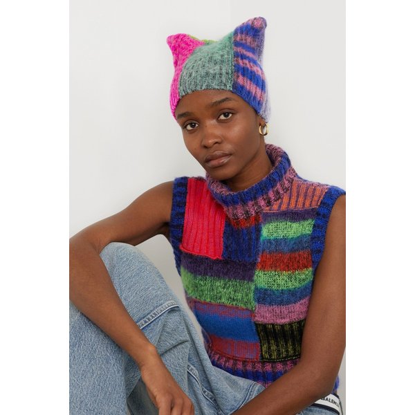 에이지알 Color-block Brushed Wool-blend Beanie 핑크 25185454455586343