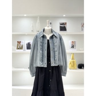 듀엘 [여주점] 여성 프릴볼륨 소매 데님 자켓 (L262PSJ431)