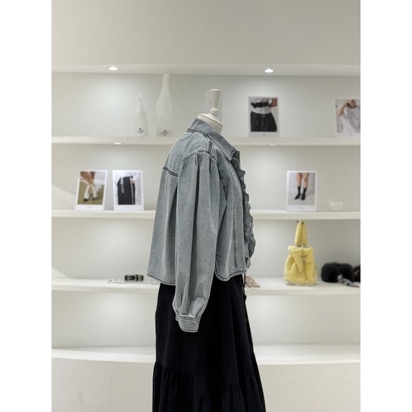 [여주점] 여성 프릴볼륨 소매 데님 자켓 (L262PSJ431)