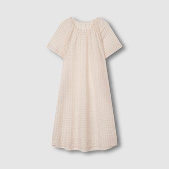 JAJU 여 코튼 시어서커 반팔 파자마 원피스 J205203013065