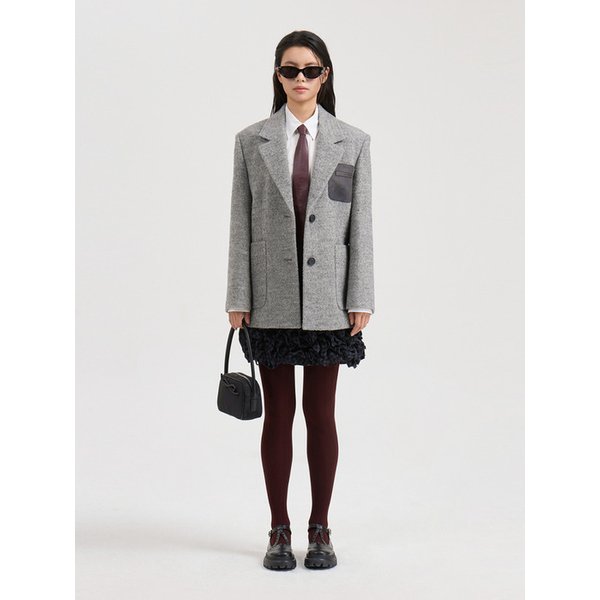Suede Pocket Jacket Shape Coat (grey) LFCAW25340GYX