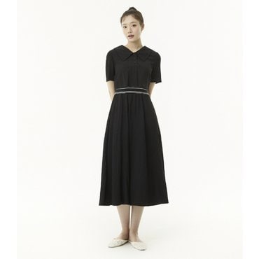플라스틱아일랜드 허리밴딩 카라 원피스 (PR2WO512)