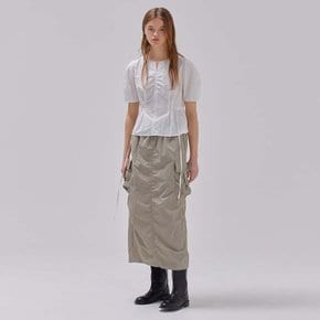 Cargo Shirring Skirt in Khaki VW3MS091-42