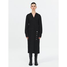 DEEP SLIT HOODED MAXI DRESS (BLACK)