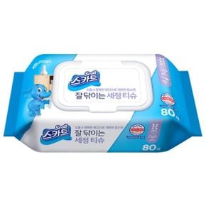 사무실청소 스카트 잘닦이는 세정티슈 80매 x 1EA