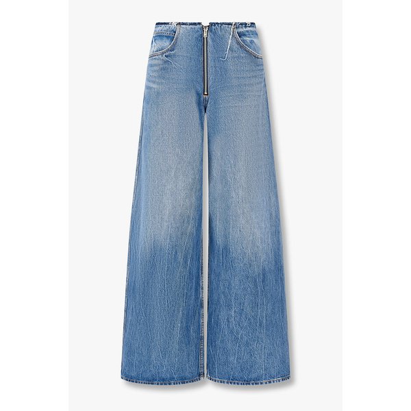 지퍼 로우라이즈 와이드 데님 팬츠 3616110108000