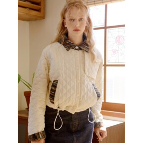 Stripe Patched Quilting Jacket (Ivory)