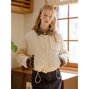 Stripe Patched Quilting Jacket (Ivory)