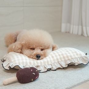 코코 체크 반달 유모차 고양이 강아지베개 일체형