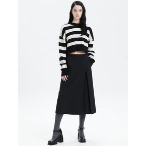 SIDE SLIT POCKET MIDI SKIRT_BLACK