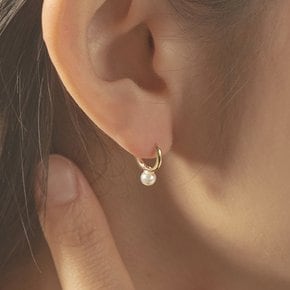14k post 델리아 스왈 진주 원터치 링귀걸이 W