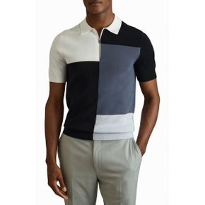 4886104 Reiss Delta Colorblock Half Zip Polo Sweater