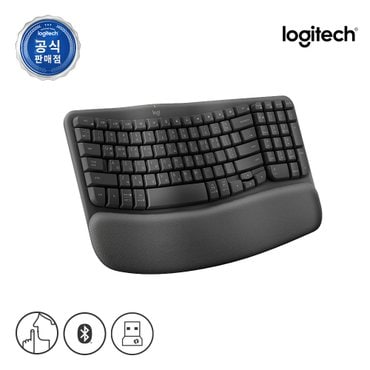 Logitech 로지텍 코리아 WAVE KEYS 그라파이트 인체공학 무선 블루투스 키보드