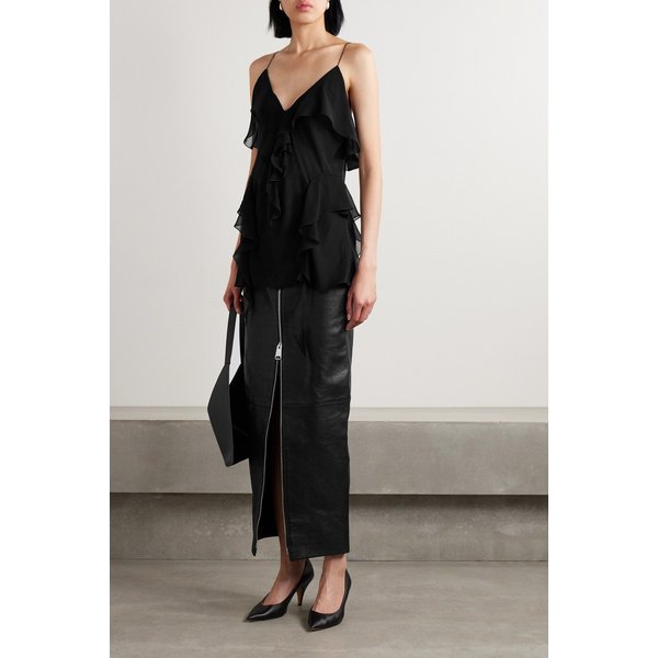케이트 피에트 러플 실크 조젯 캐미솔 블랙 1647597325519174