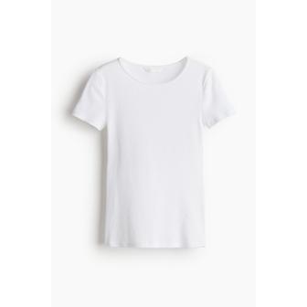 H&M 에이치엔엠 리브드 티셔츠 1235366009 BLANCO