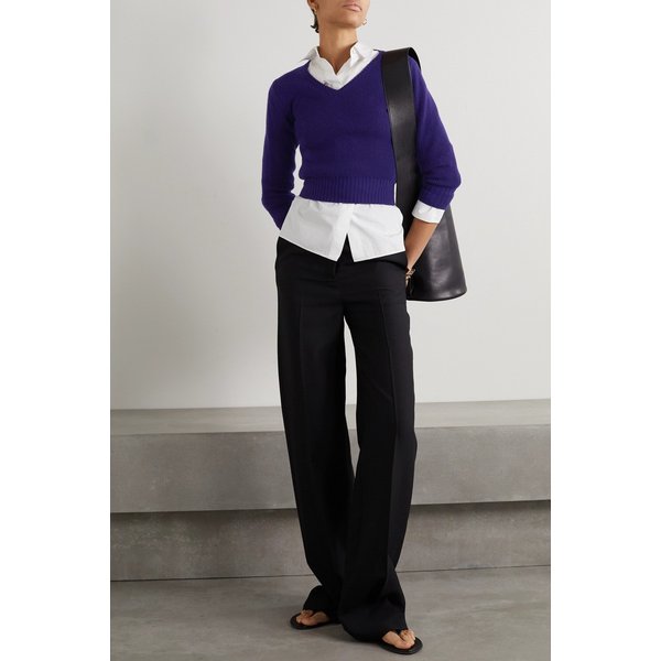 카엘 크롭 골지 캐시미어 혼방 스웨터 퍼플 1647597311299076