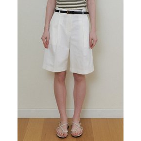 COTTON ONETUCK HAIF PANTS - Ivory