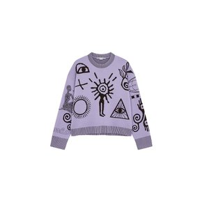 플록 아트 워크 크루넥 니트 2413307023000